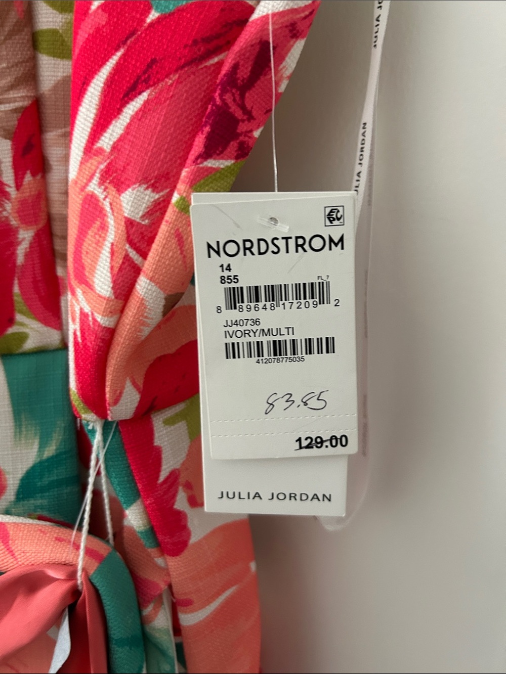 julia jordan Coral & Teal Floral Midi Sundress - Picture 3 of 7